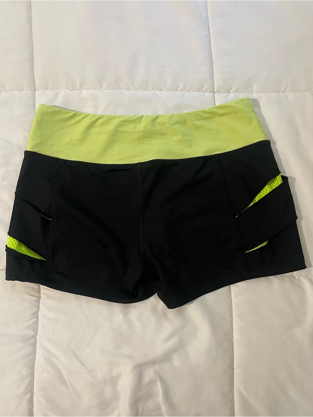 bebe sport Black Bike Shorts with Lime Waistband active athletic wear